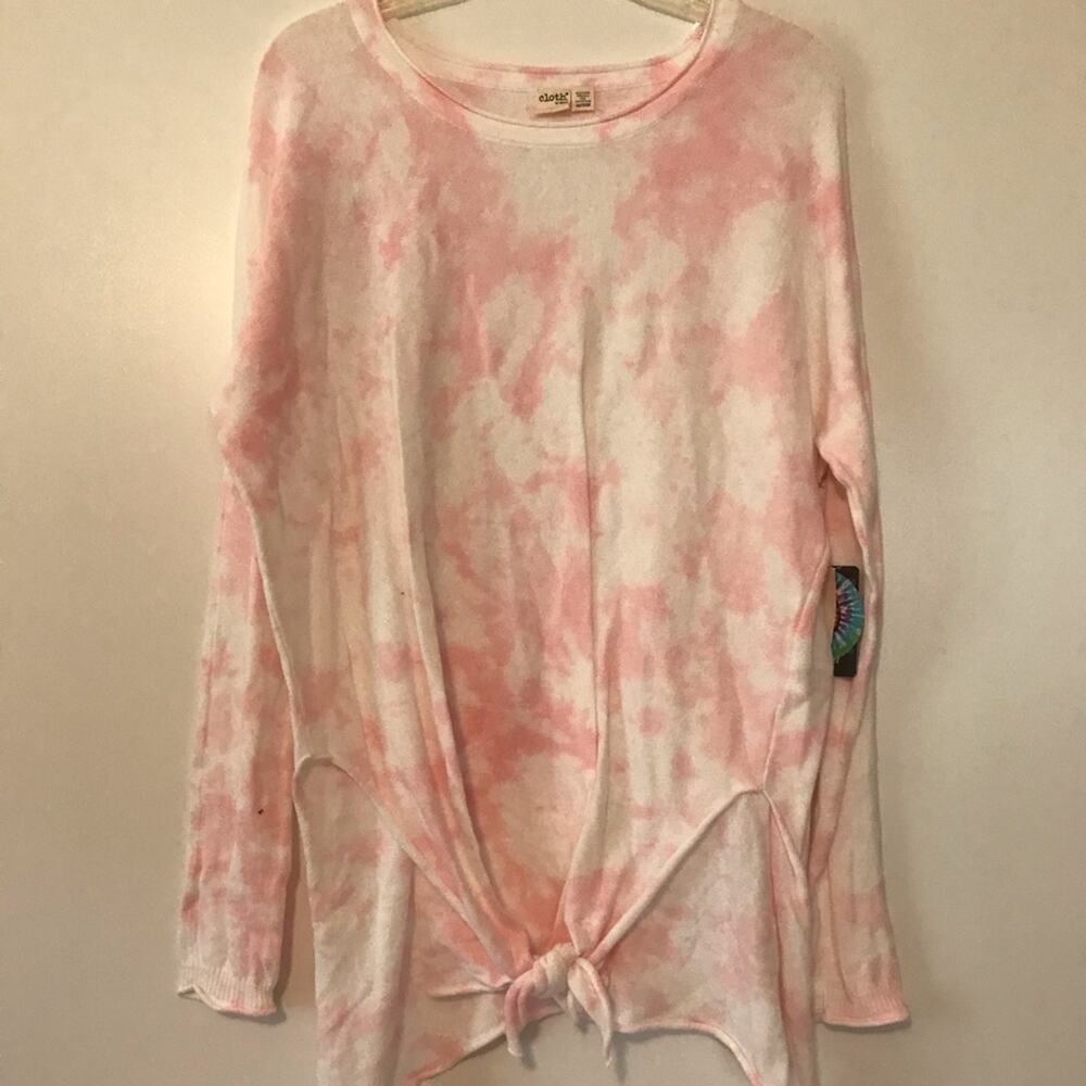 Cloth by Design Pink Tie Dye front tie sweater XS lightweight shirt style